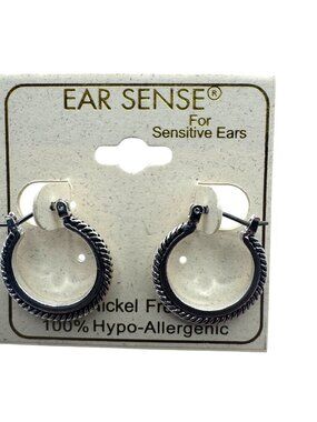 Ear Sense Nickel-Free Hypo-Allergenic Hoop Earrings For Sensitive Ears Silver-To